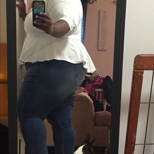 White Peplum button down top